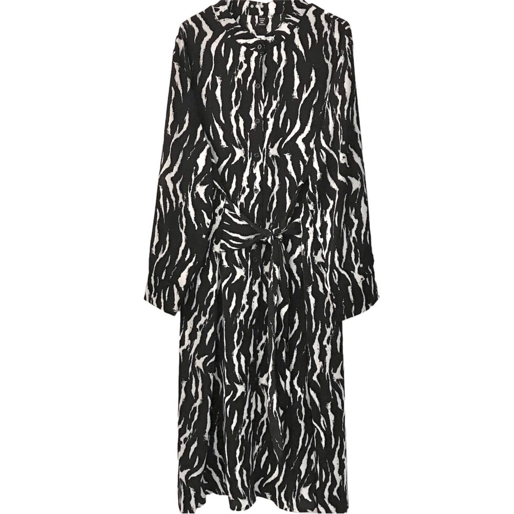 Shein Curve Black & White Stripe Animal Print Long Plus Size Dress